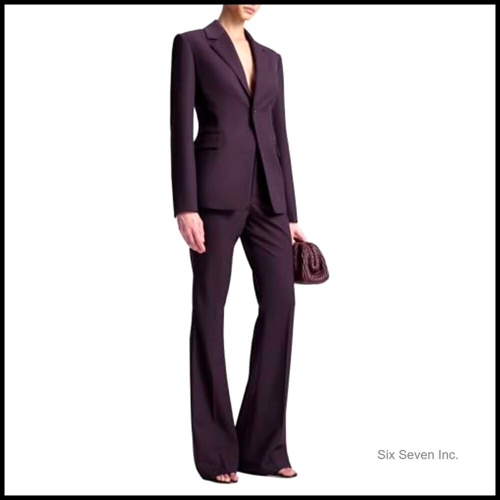 Wool Blend Fitted Jacket with Peak Lapels for Formal Business - Picture 4 of 5